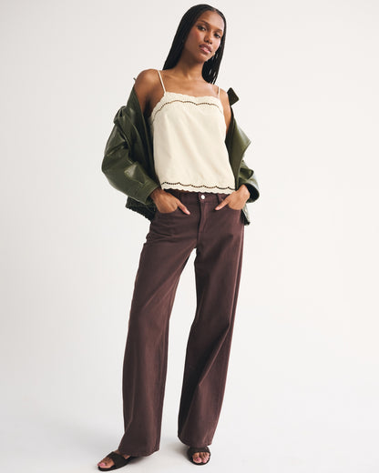 Abercrombie Cotton-Silk Blend Cutwork Cami