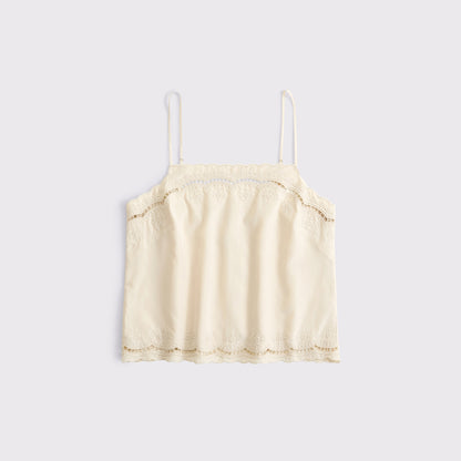 Abercrombie Cotton-Silk Blend Cutwork Cami