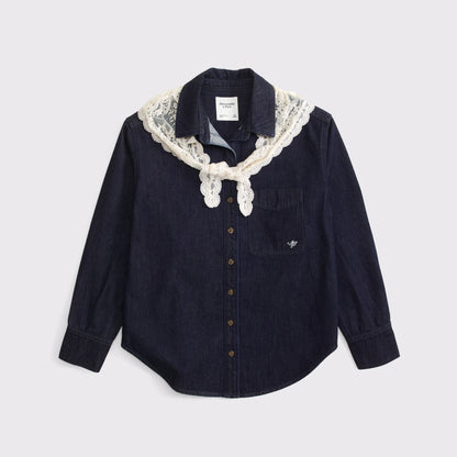 Abercrombie Removable Scarf Denim Shirt