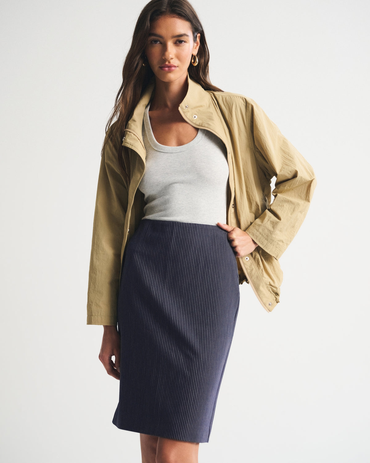 Abercrombie High Rise Pencil Midi Skirt