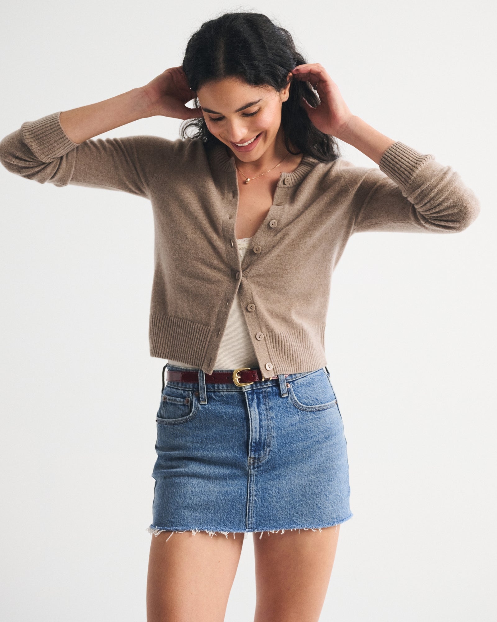Abercrombie Mid Rise 5-Pocket Denim Mini Skort