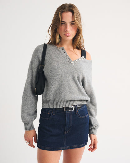 Abercrombie Mid Rise 5-Pocket Denim Mini Skort
