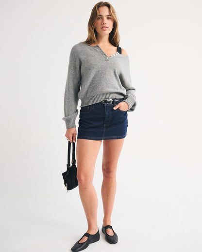 Abercrombie Mid Rise 5-Pocket Denim Mini Skort