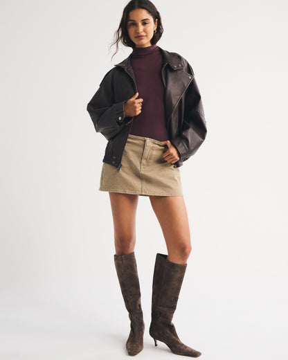 Abercrombie Clean Waist Low Rise Denim Mini Skort