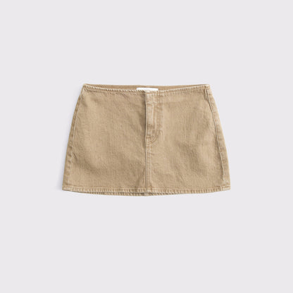 Abercrombie Clean Waist Low Rise Denim Mini Skort