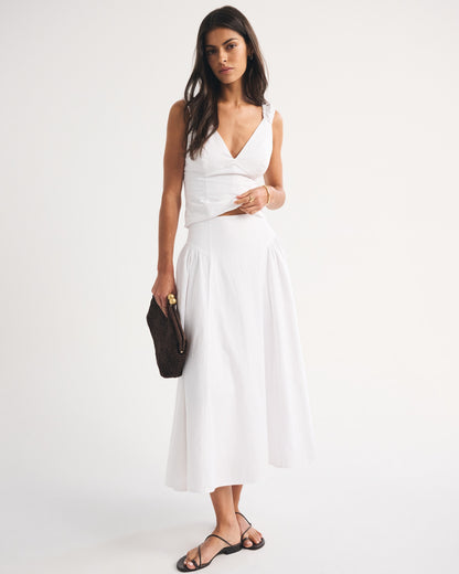 Abercrombie A&F Dylan Poplin Ultra High Rise Midi Skirt