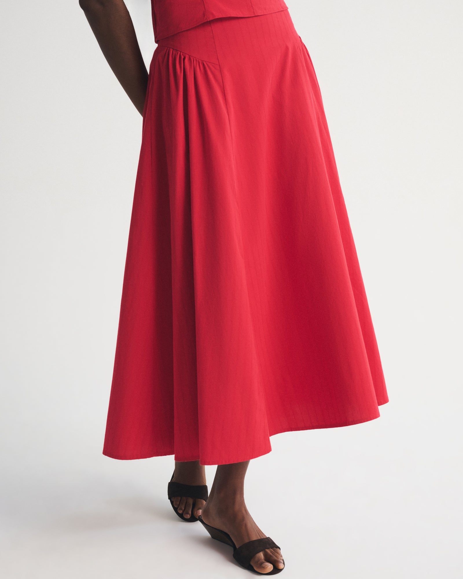 Abercrombie A&F Dylan Poplin Ultra High Rise Midi Skirt