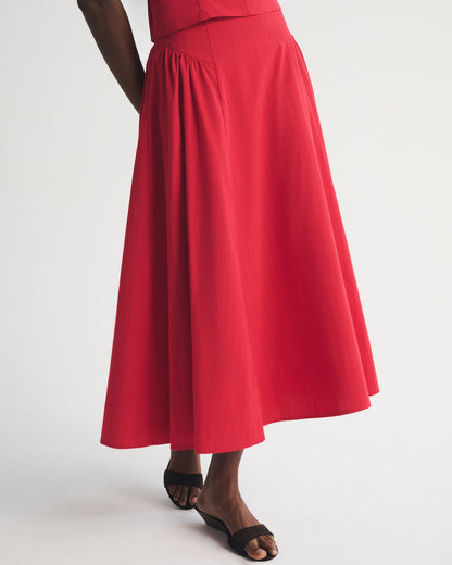 Abercrombie A&F Dylan Poplin Ultra High Rise Midi Skirt