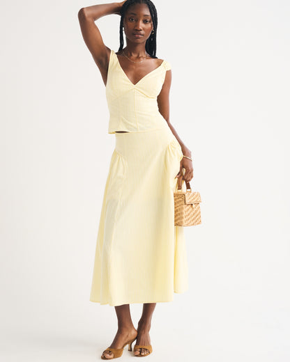 Abercrombie A&F Dylan Poplin Ultra High Rise Midi Skirt