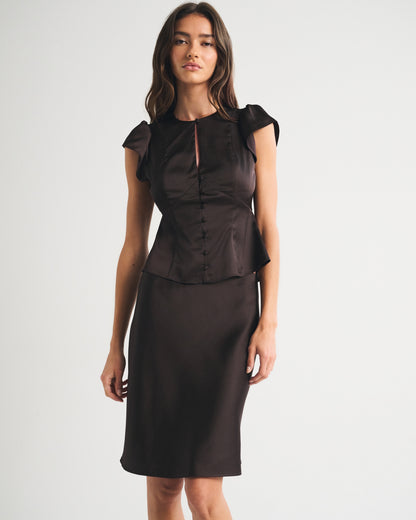 Abercrombie Satin Knee-Length Midi Skirt