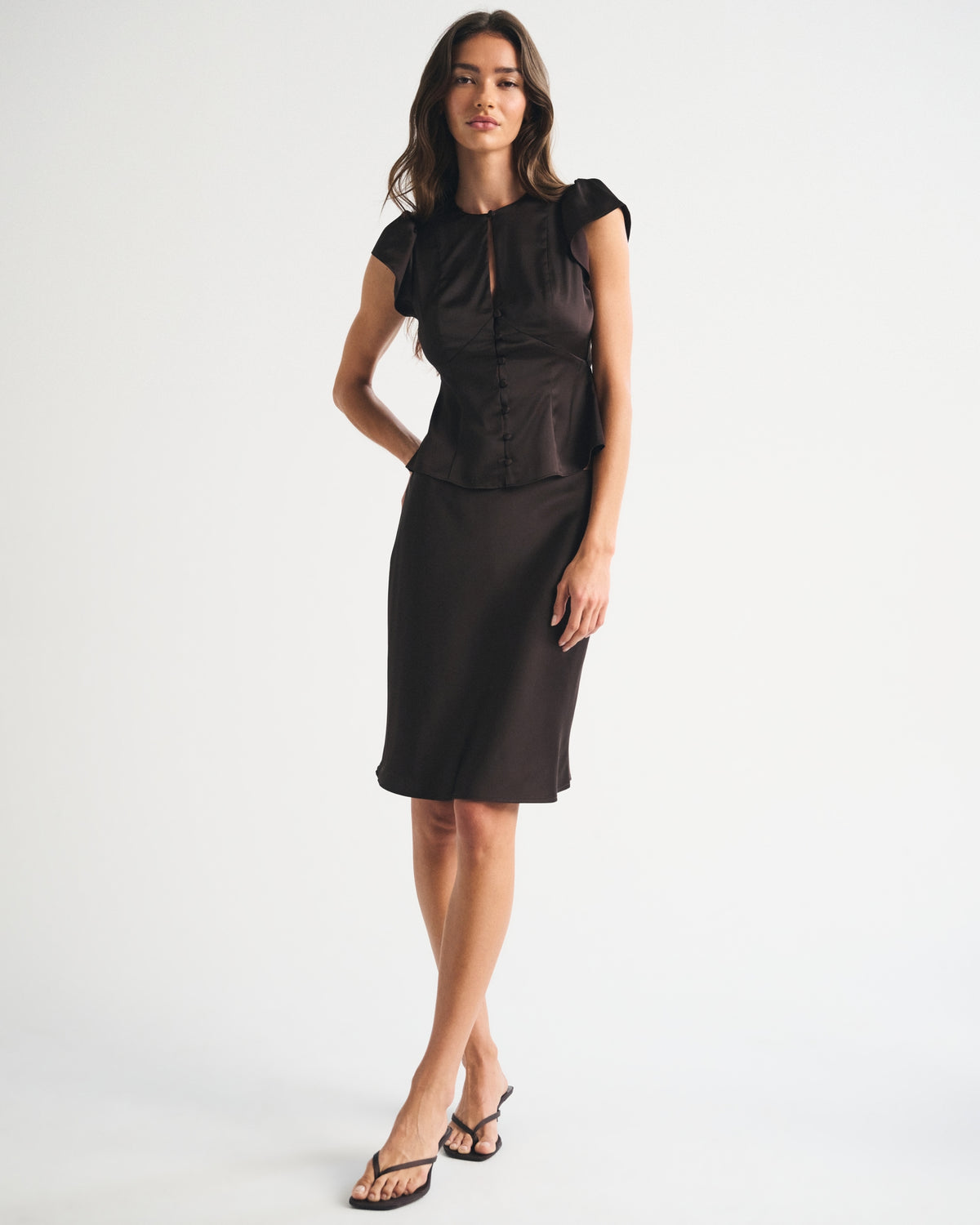 Abercrombie Satin Knee-Length Midi Skirt