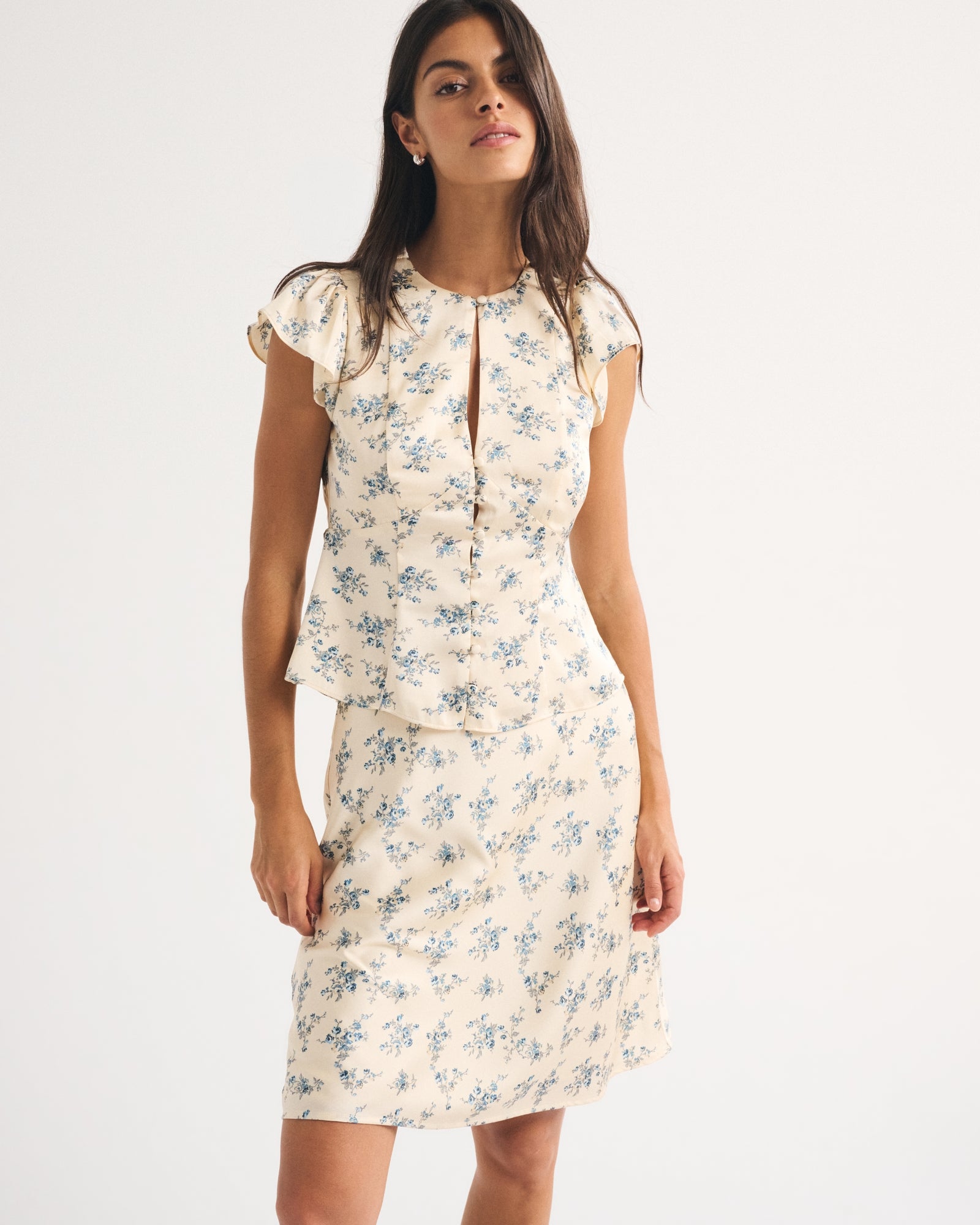 Abercrombie Satin Knee-Length Midi Skirt