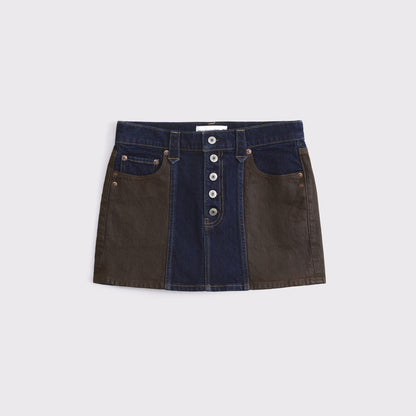 Abercrombie Mixed Fabric Denim Mini Skirt