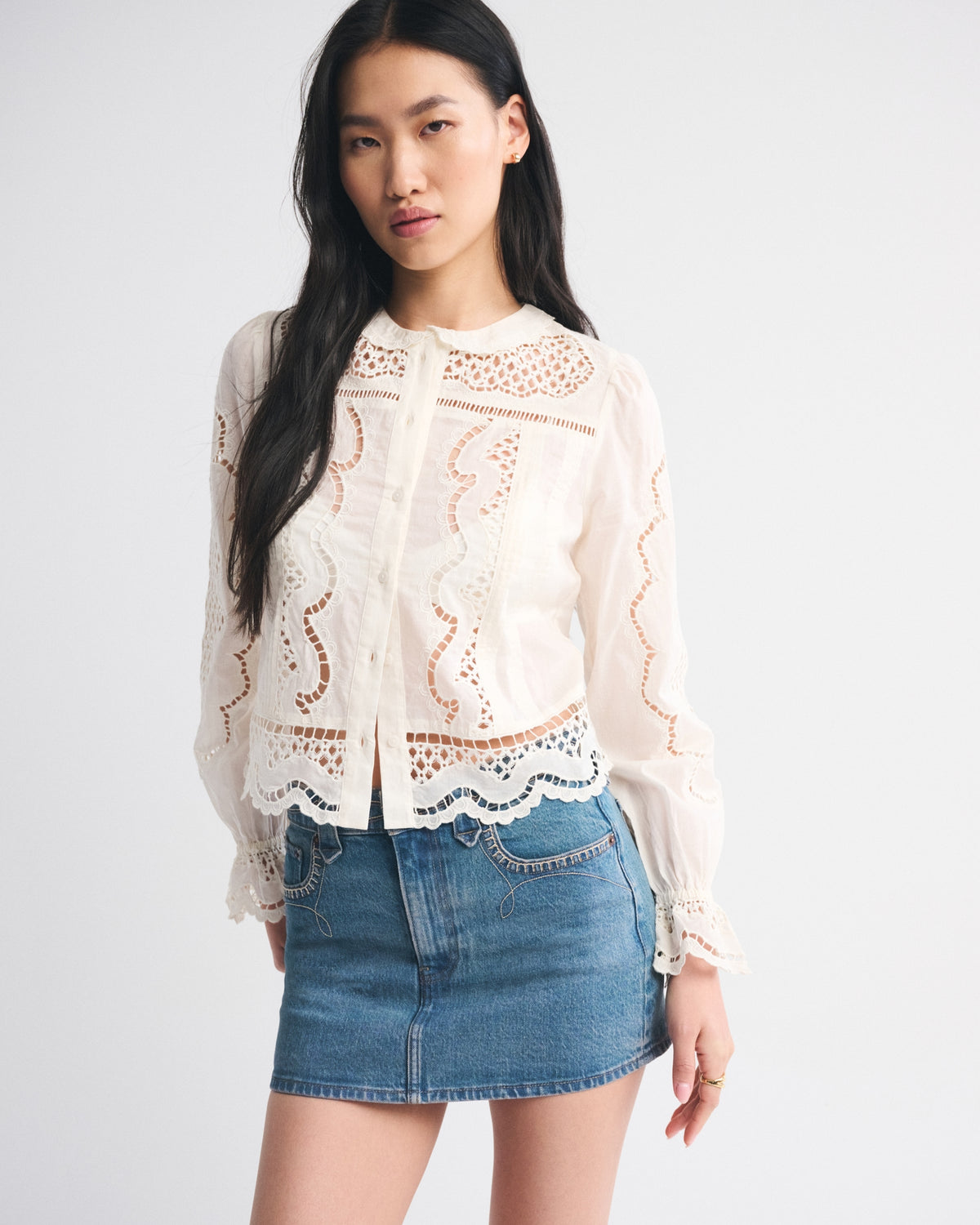 Abercrombie Mixed Fabric Denim Mini Skirt