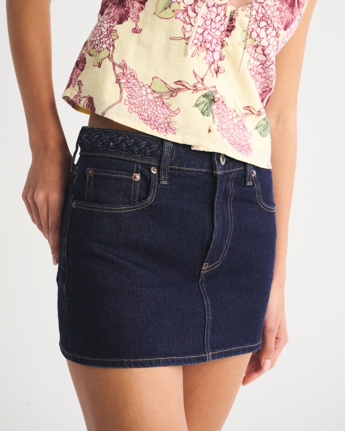 Abercrombie Mid Rise Denim Mini Skort