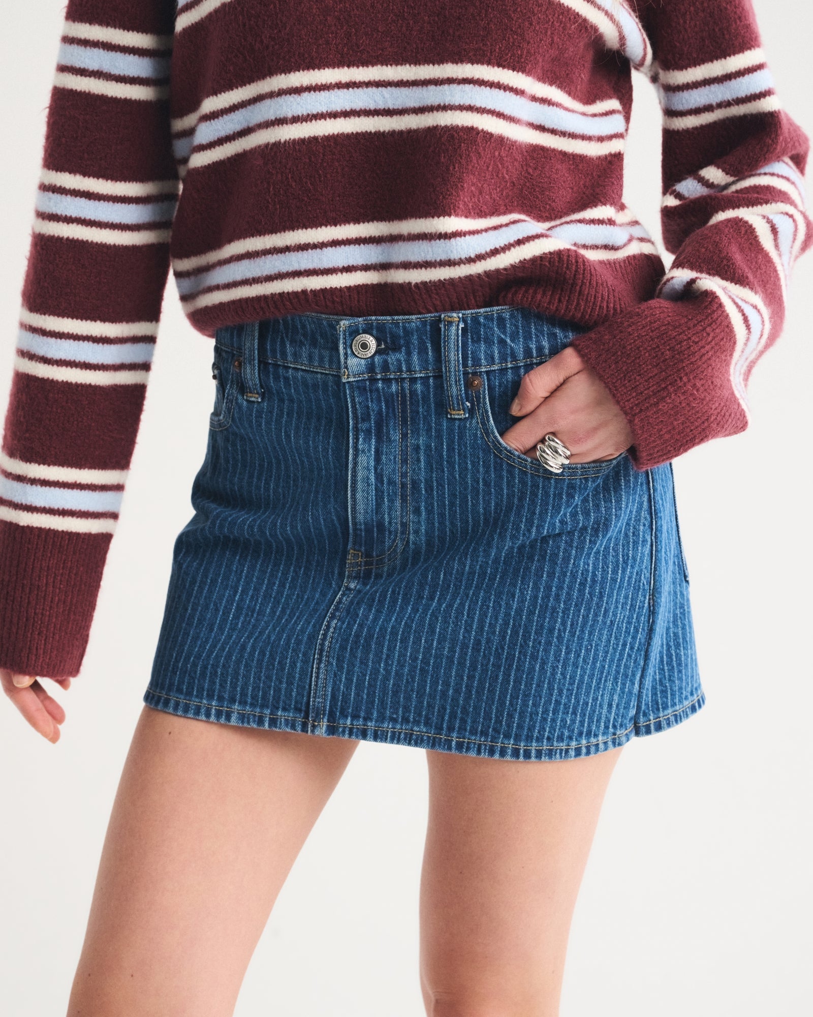 Abercrombie Mid Rise Denim Mini Skort