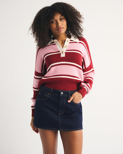 Abercrombie Curve Love Mid Rise Denim Mini Skort