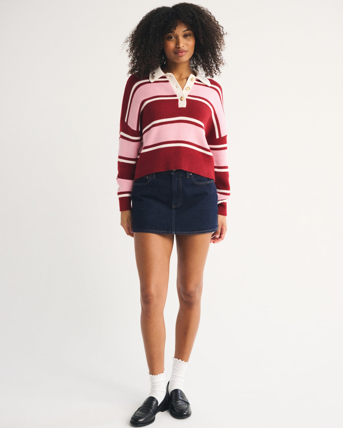 Abercrombie Curve Love Mid Rise Denim Mini Skort
