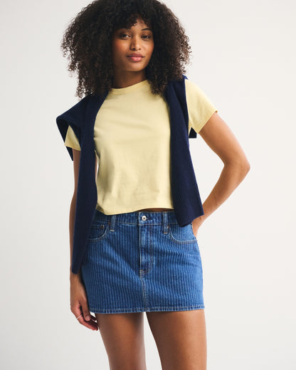 Abercrombie Curve Love Mid Rise Denim Mini Skort