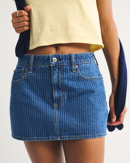 Abercrombie Curve Love Mid Rise Denim Mini Skort
