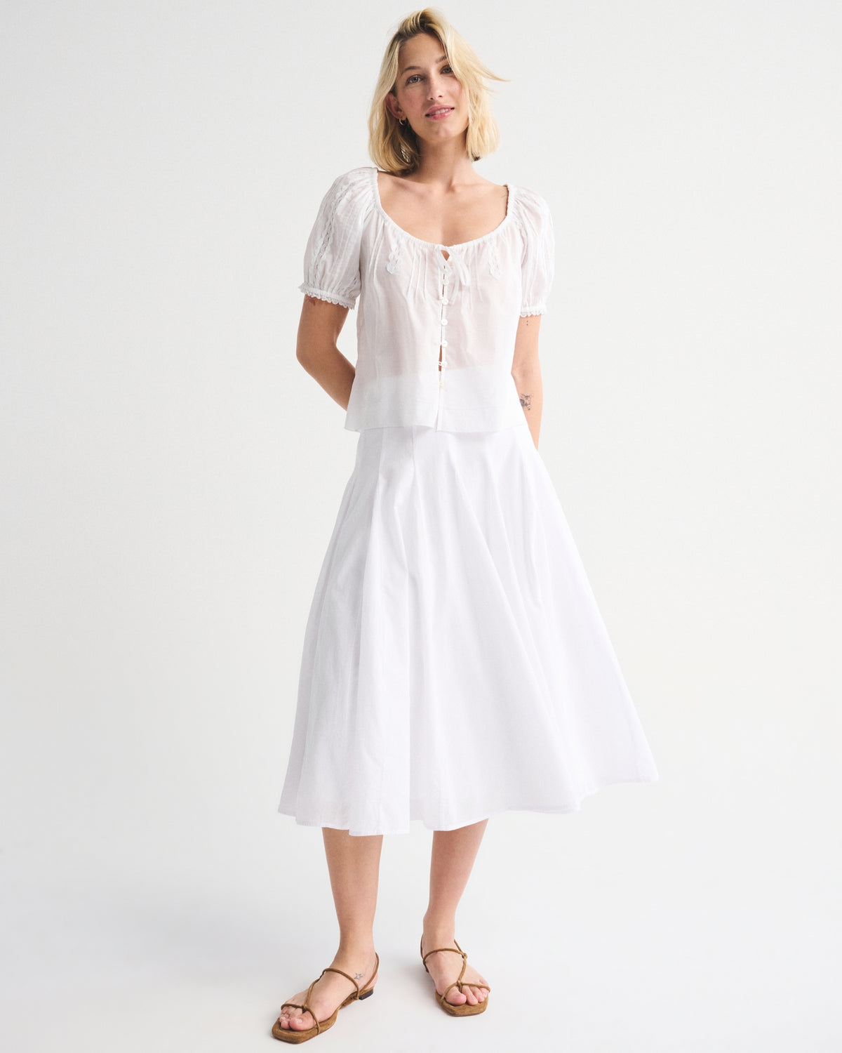 Abercrombie 100% Cotton Godet Midi Skirt