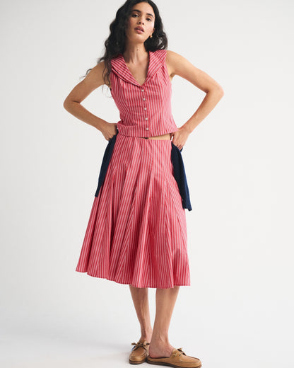 Abercrombie High Rise Godet Midi Skirt