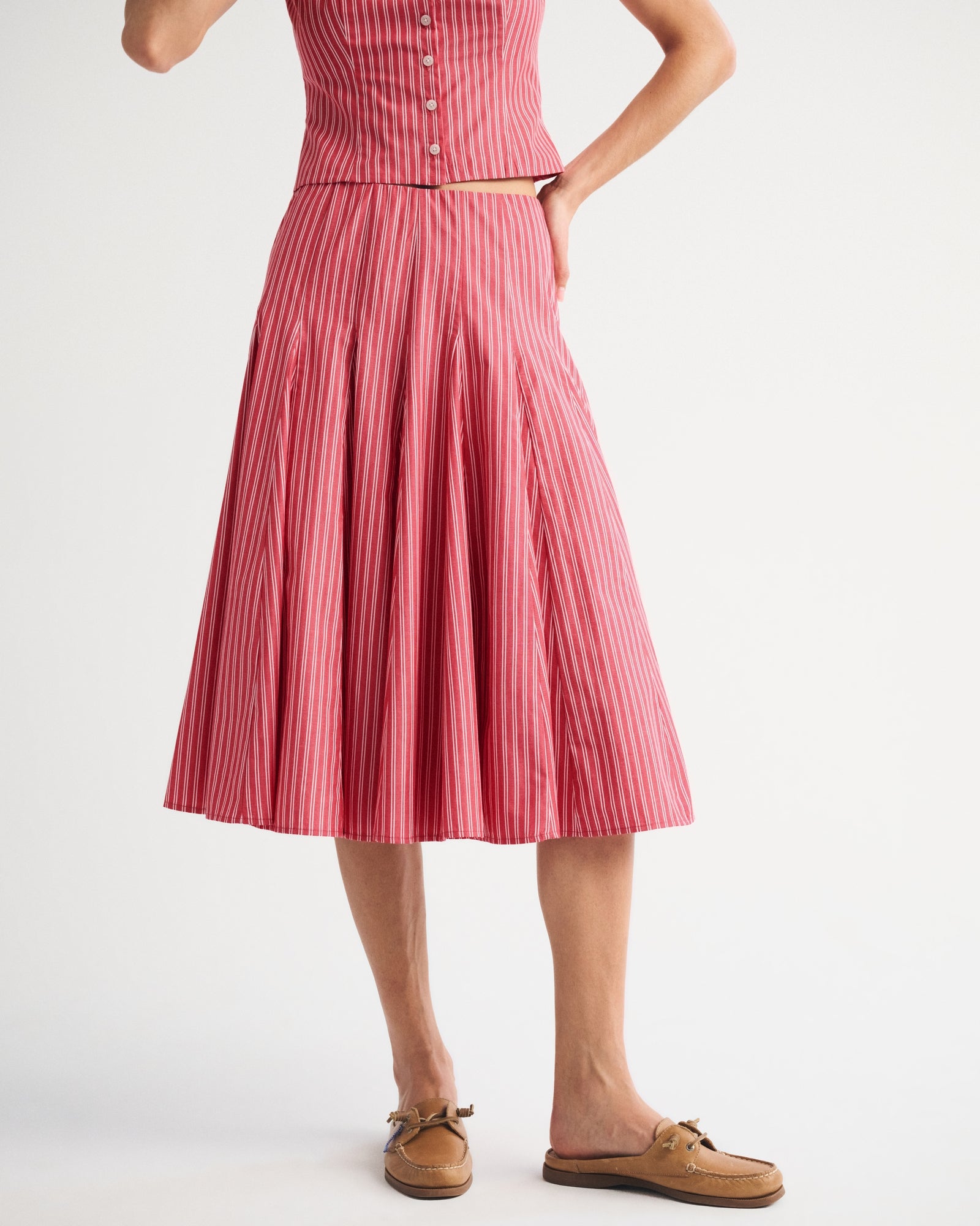 Abercrombie High Rise Godet Midi Skirt