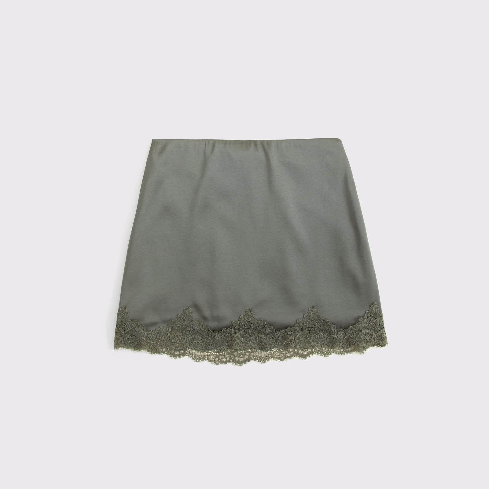 Abercrombie The A&F Scarlett Lace-Trim Satin Mini Skort
