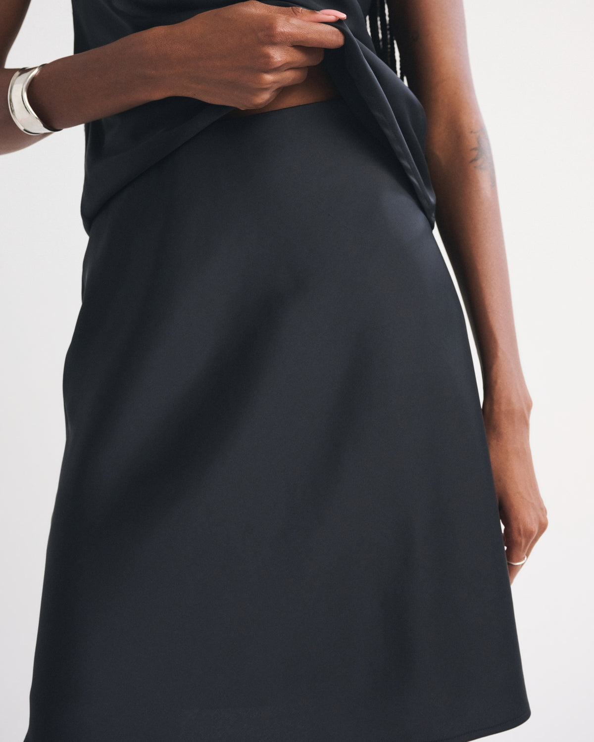 Abercrombie High Rise Satin Midi Skirt