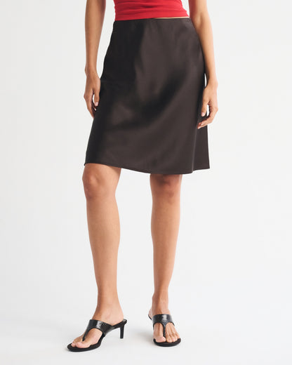 Abercrombie High Rise Satin Midi Skirt