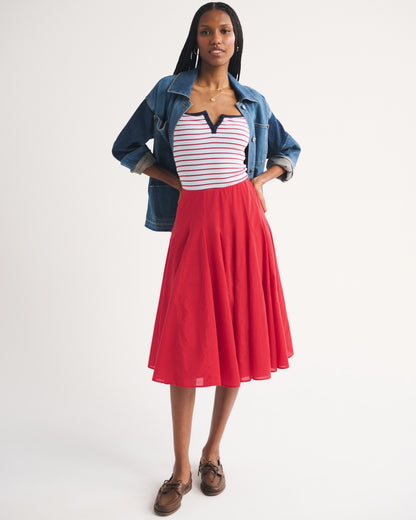 Abercrombie 100% Cotton Godet Midi Skirt