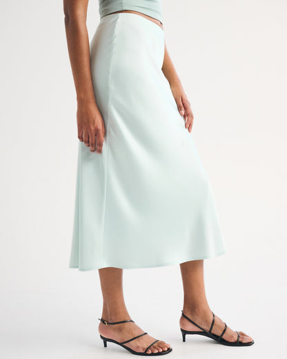 Abercrombie High Rise Satin Midi Skirt