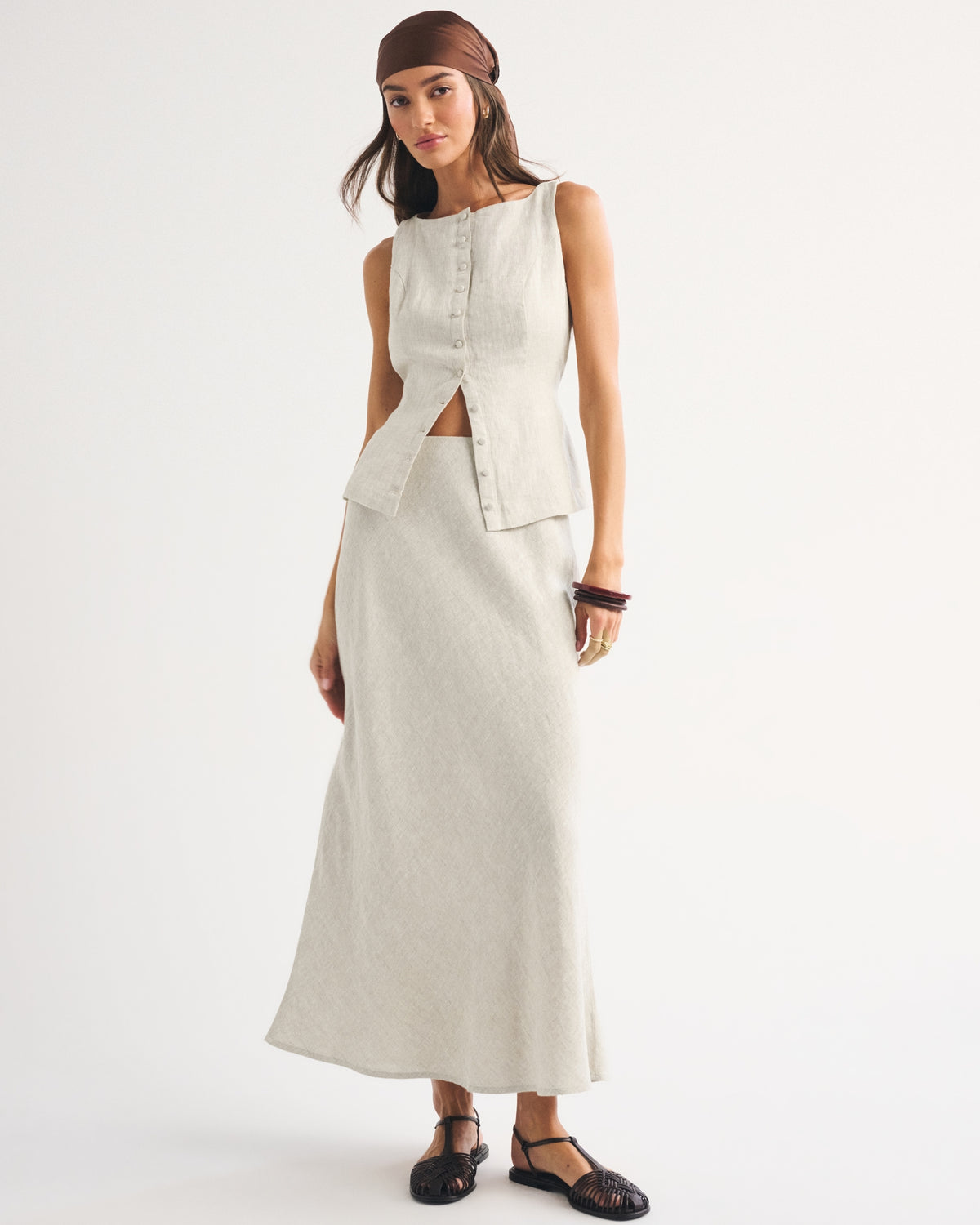 Abercrombie 100% Linen High Rise Maxi Skirt