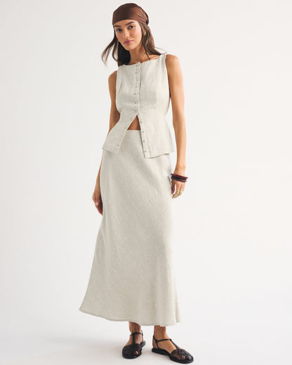 Abercrombie 100% Linen High Rise Maxi Skirt