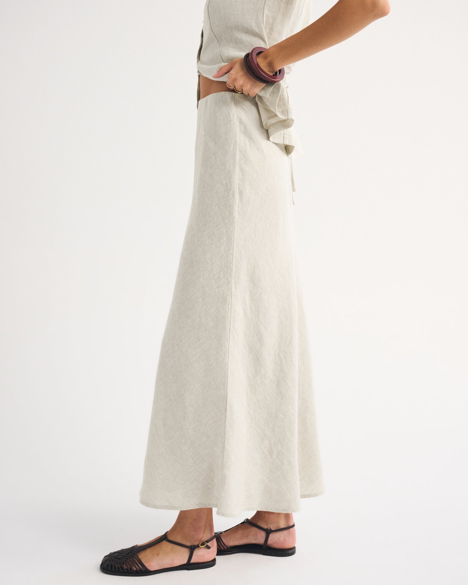Abercrombie 100% Linen High Rise Maxi Skirt