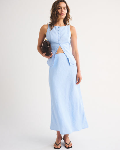 Abercrombie 100% Linen High Rise Maxi Skirt