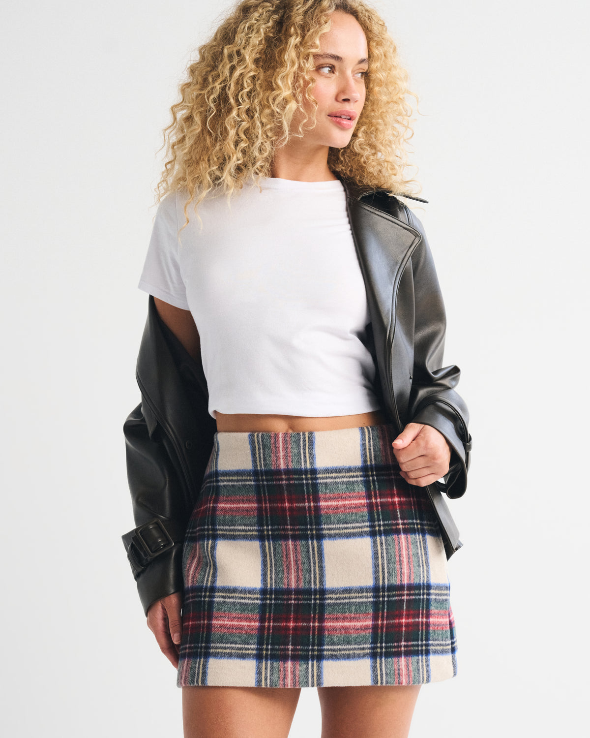 Abercrombie Wool-Blend Curve Love A&F Scarlett Mini Skort