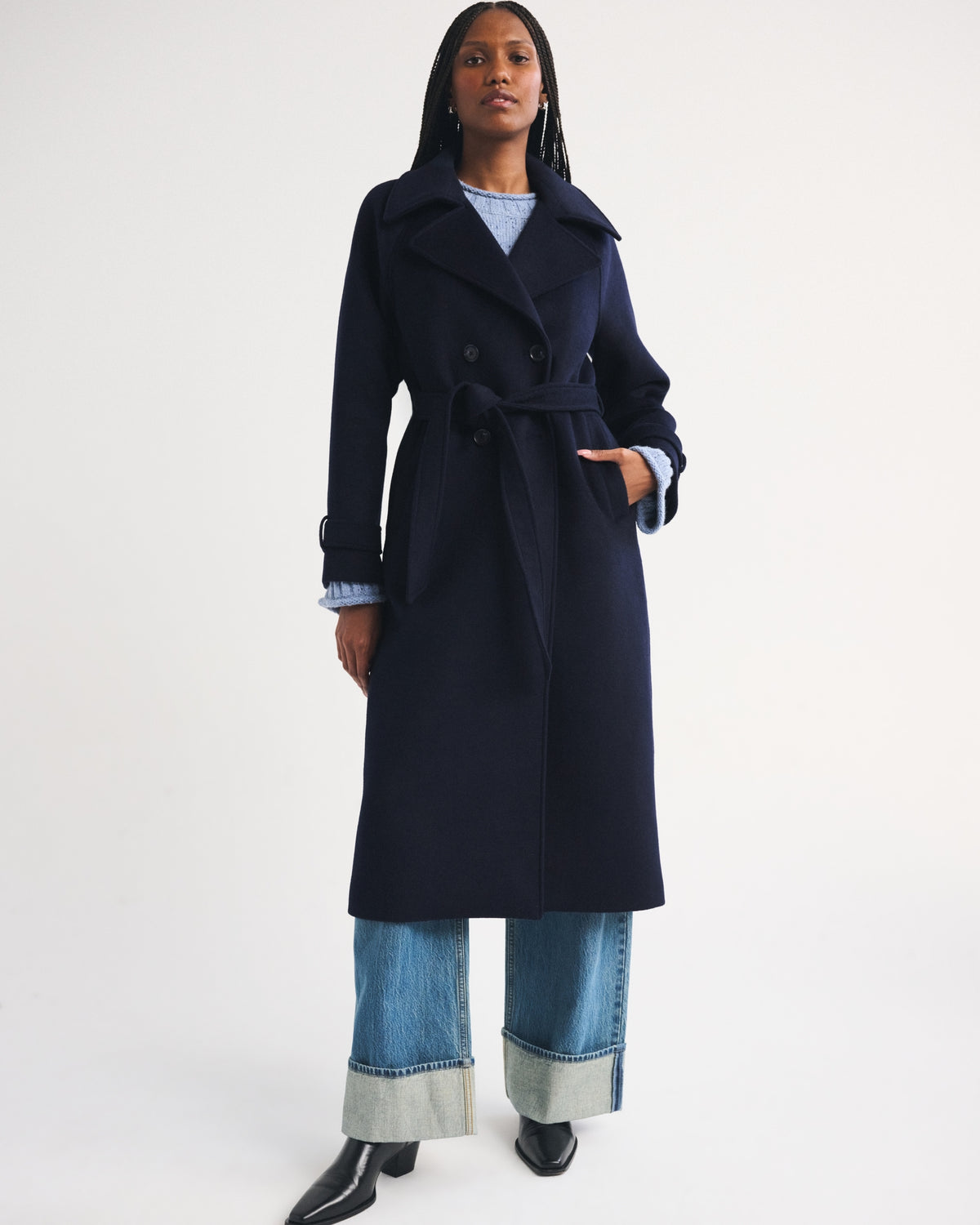 Abercrombie A&F Carrie Wool-Blend Trench Coat