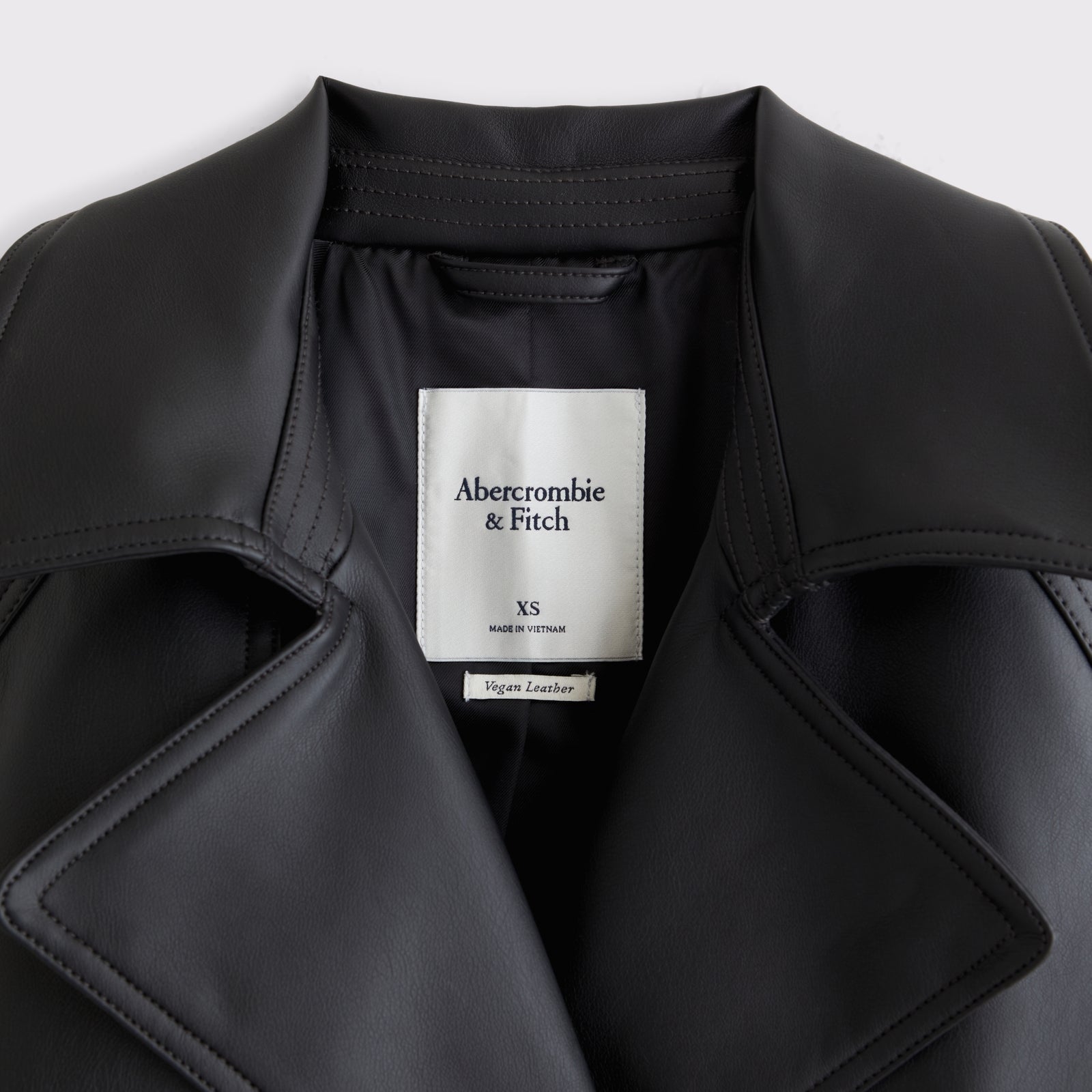 Abercrombie Short Belted Vegan Leather Trench Coat