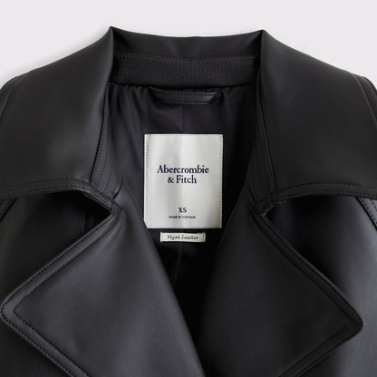 Abercrombie Short Belted Vegan Leather Trench Coat