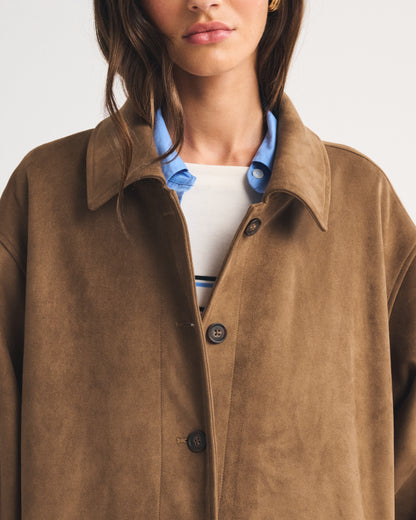 Abercrombie Vegan Suede Long Mac Coat