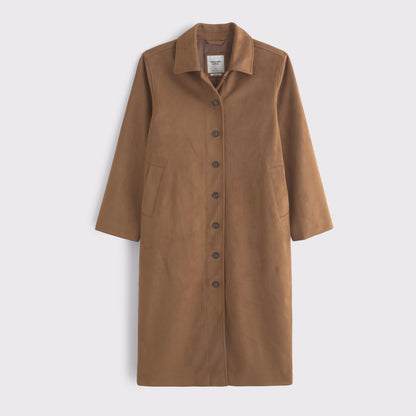 Abercrombie Vegan Suede Long Mac Coat