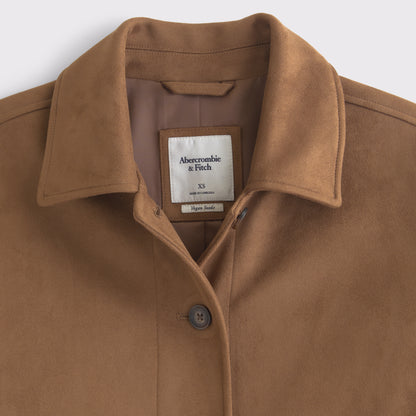 Abercrombie Vegan Suede Long Mac Coat