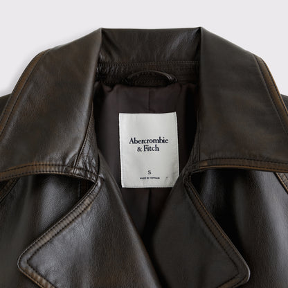 Abercrombie Short Belted Vegan Leather Trench Coat