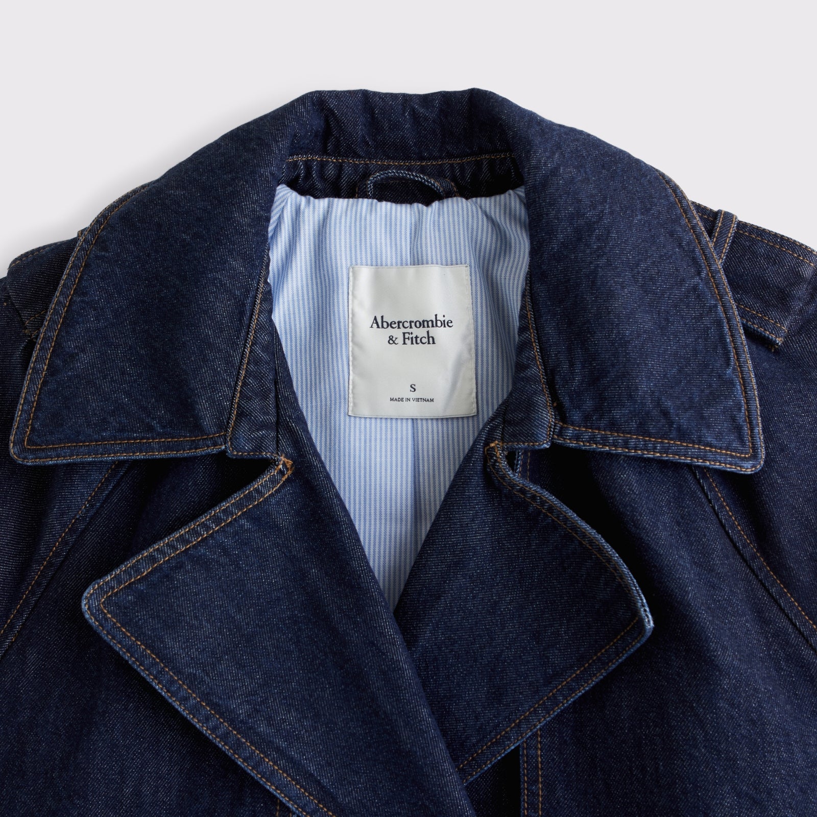 Abercrombie A&F Carrie Long Denim Trench Coat
