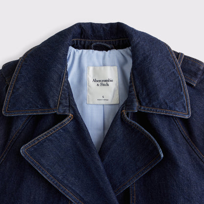 Abercrombie A&F Carrie Long Denim Trench Coat