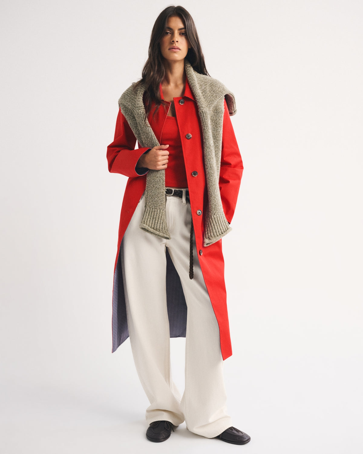 Abercrombie 100% Cotton 2-in-1 Reversible Long Mac Coat