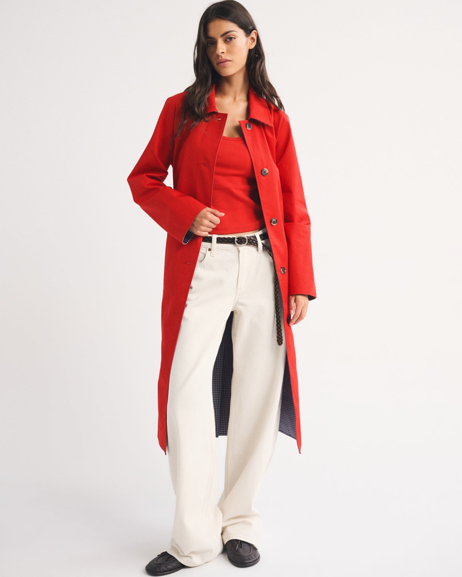 Abercrombie 100% Cotton 2-in-1 Reversible Long Mac Coat