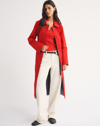 Abercrombie 100% Cotton 2-in-1 Reversible Long Mac Coat