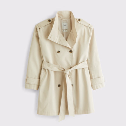 Abercrombie 100% Cotton Mock Neck Belted Mid-Length Trench Coat